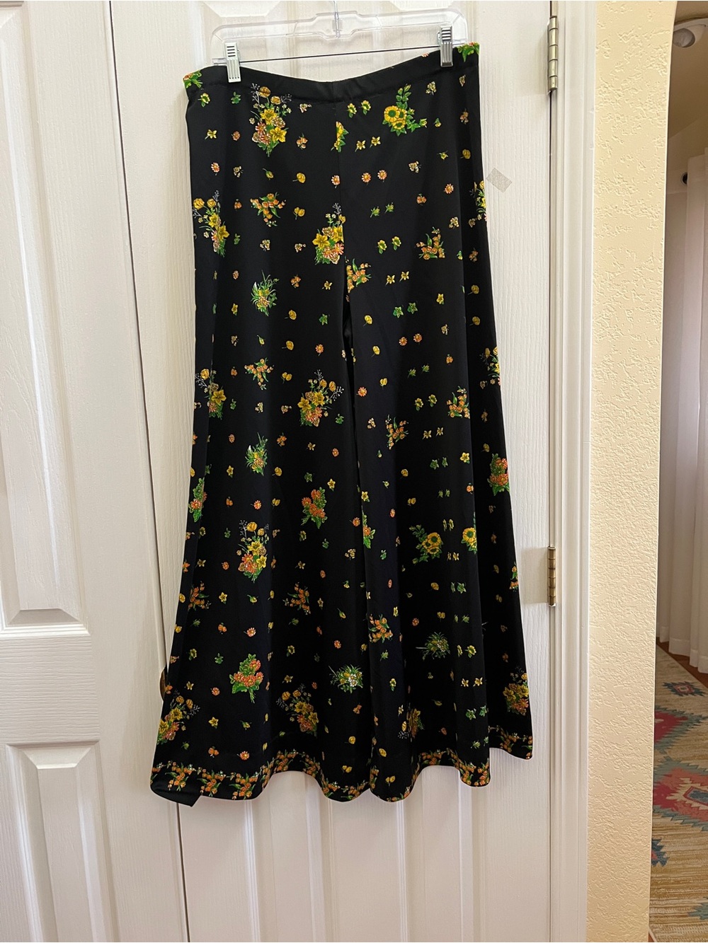 Vintage Mr. Dino 70s Floral High Rise Wide Leg Palazzo Pants Size 12 Boho Hippie - Picture 3 of 6